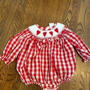 Stitch Fish Smocked Valentines Long Sleeve Bubble 24 mo